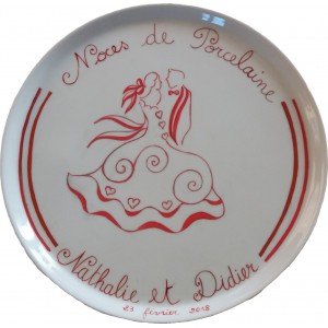 Plat porcelaine Toi et Moi (4 couleurs)